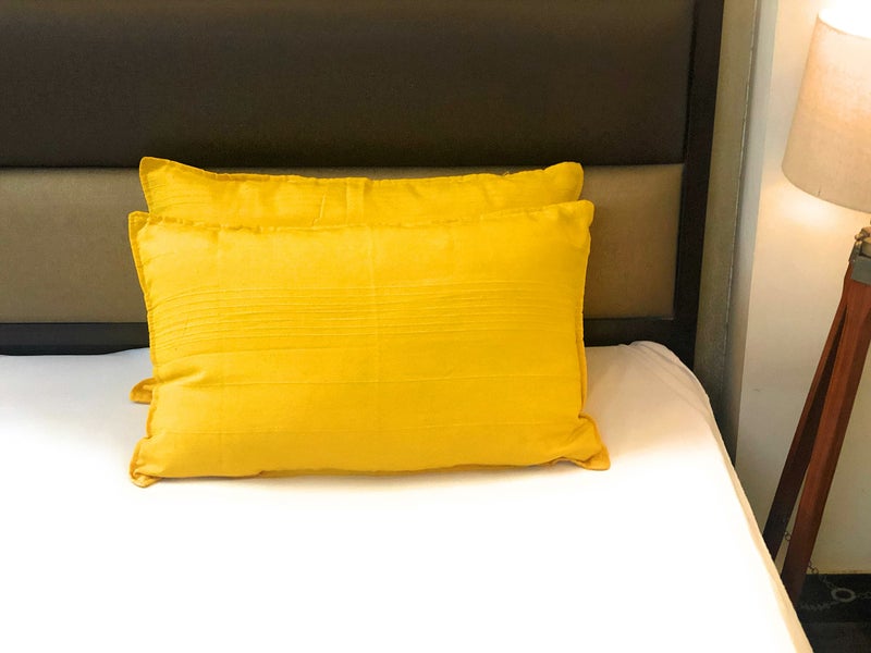 RANGBHAR Handloom Pillow Covers, Set of 2 Cotton Pillow Covers, Solid, 18 x 27 inch- Yellow - Image 5