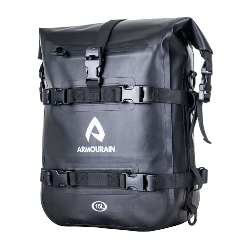 ARMOURAIN Motorcycle Bumpers Bag Waterproof 6L 8L 15L Motor Crash Bar Bag with Shoulder Strap Motorcycles Side Frame Bag Riding Tools Accessories15L Black TPU - Image 1