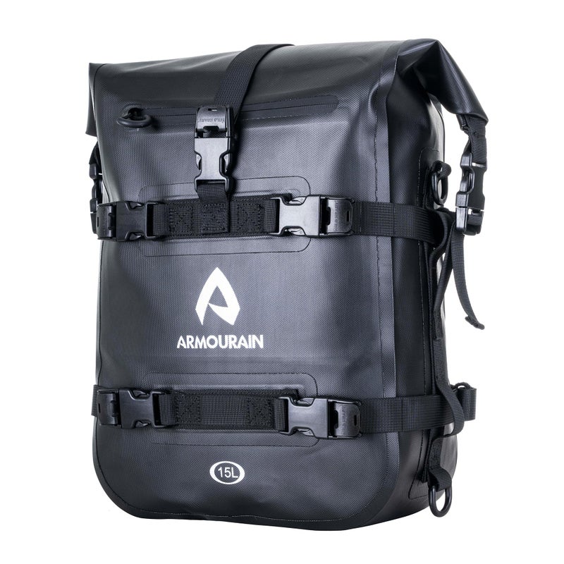 ARMOURAIN Motorcycle Bumpers Bag Waterproof 6L 8L 15L Motor Crash Bar Bag with Shoulder Strap Motorcycles Side Frame Bag Riding Tools Accessories15L Black TPU - Image 2