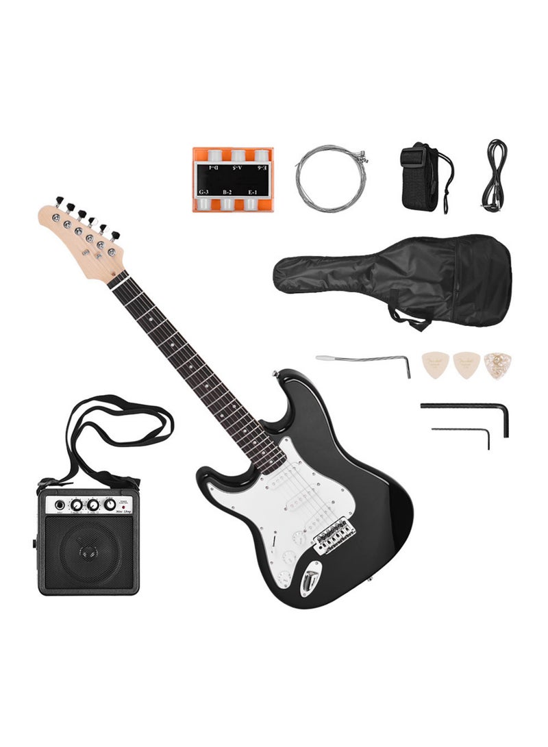 Generic Electric Guitar Solid Wood Paulownia Body Maple Neck 21 Frets 6 String with Speaker Pitch Pipe Guitar Bag Strap Picks Left Hand Black - Image 1