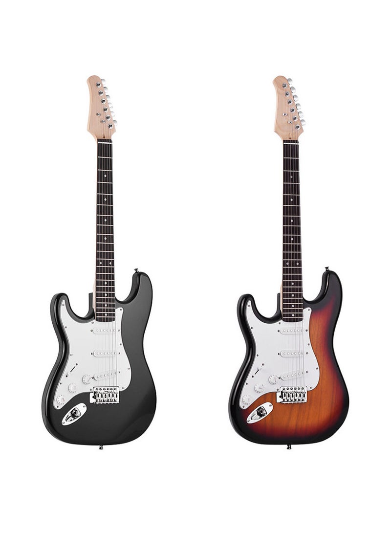 Generic Electric Guitar Solid Wood Paulownia Body Maple Neck 21 Frets 6 String with Speaker Pitch Pipe Guitar Bag Strap Picks Left Hand Black - Image 5