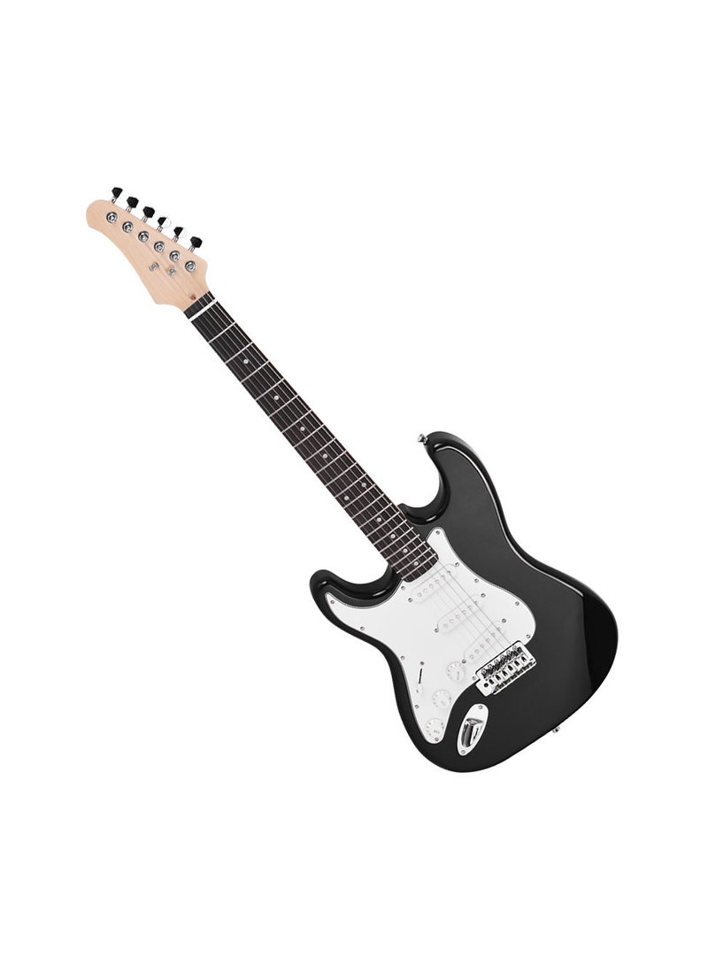 Generic Electric Guitar Solid Wood Paulownia Body Maple Neck 21 Frets 6 String with Speaker Pitch Pipe Guitar Bag Strap Picks Left Hand Black - Image 2