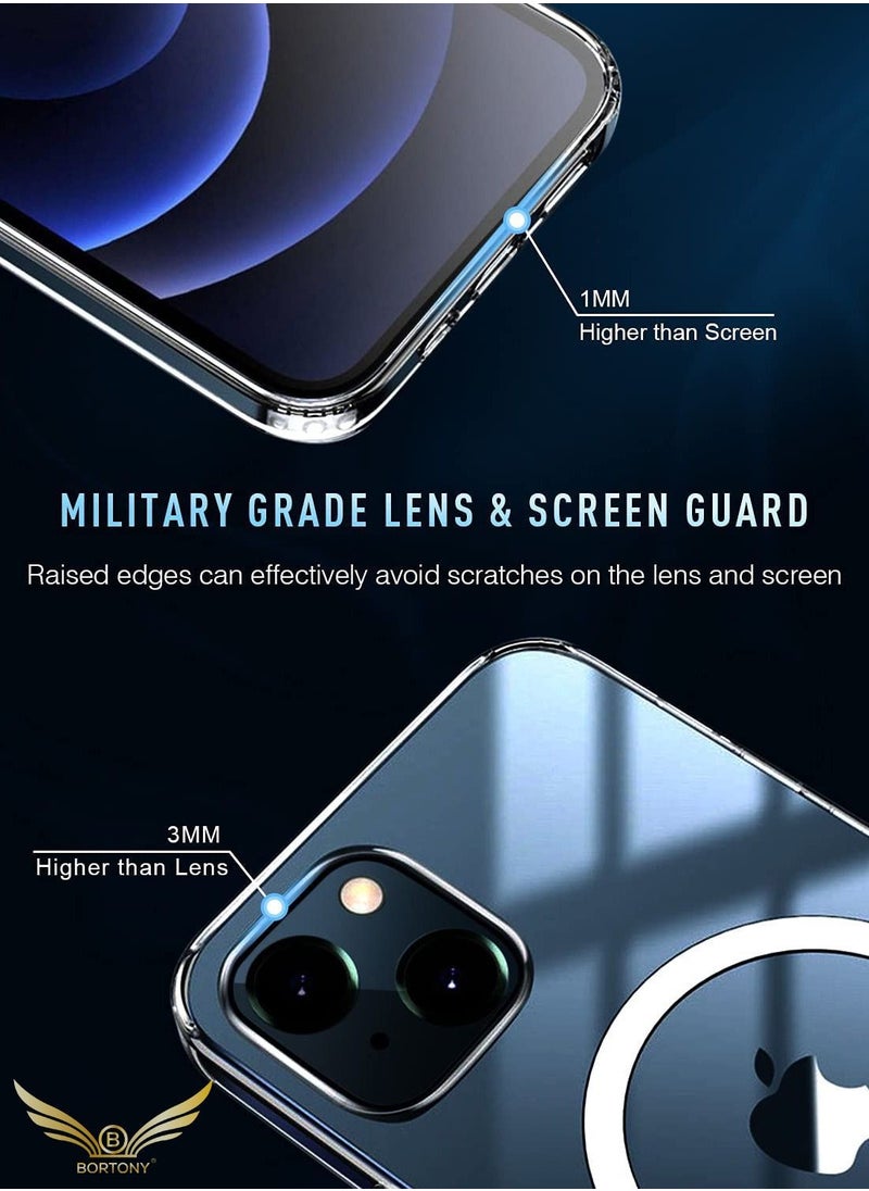 BORTONY - iPhone 14 Plus Clear Magnetic Case with Built in Magnets Compatible with MagSafe Crystal Clear Slim TPU Hard Back Cover for Apple iPhone 14 Plus 6.7 inch 2022 Released (Clear) - Image 1