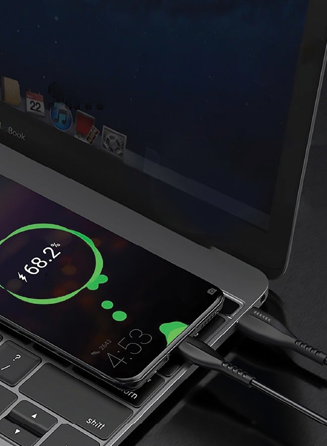 SEEKEN 1M TYPE-C CABLE - Black | Fast Charging | Campatible with Iphone and Samsung | Braided Cable | Premium Design | High-Quality. - Image 2