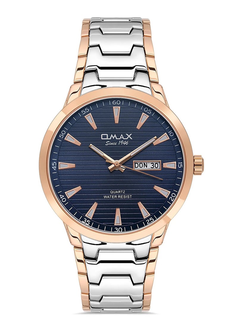 OMAX - Omax Men's Luxury Blue Luxury Wrist Watch, Watches for Men, Stainless Watches, Silver Steel Band, Analog Dial, Waterproof Watch, 1 Year Warranty - Image 1
