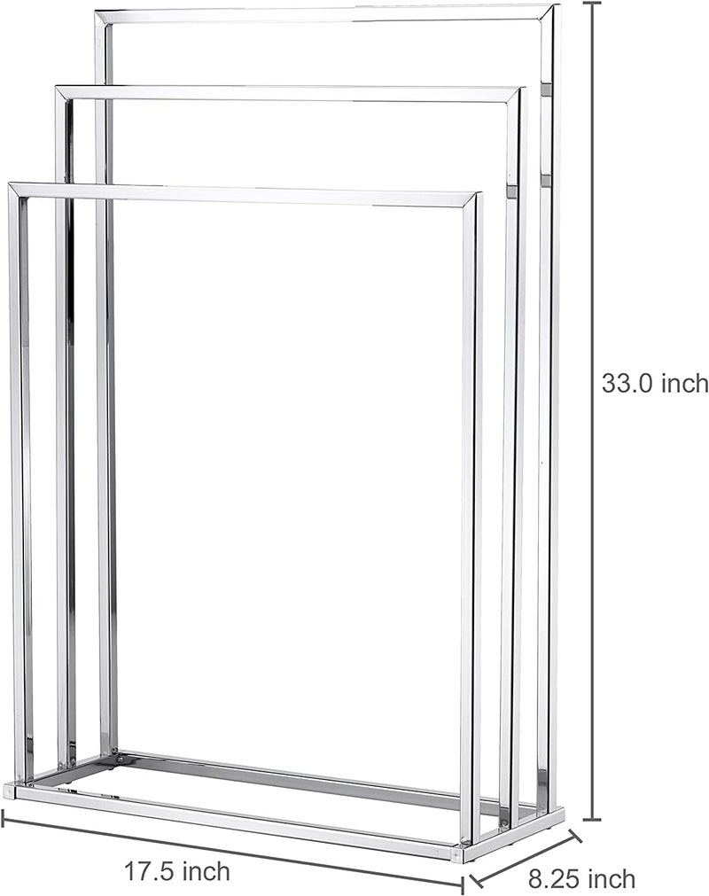 Indian Decor XL31466 Freestanding Towel Rack 3 Tier Metal Towel Bar Stand Silver Tone Chrome Plated Chrome  - Image 2