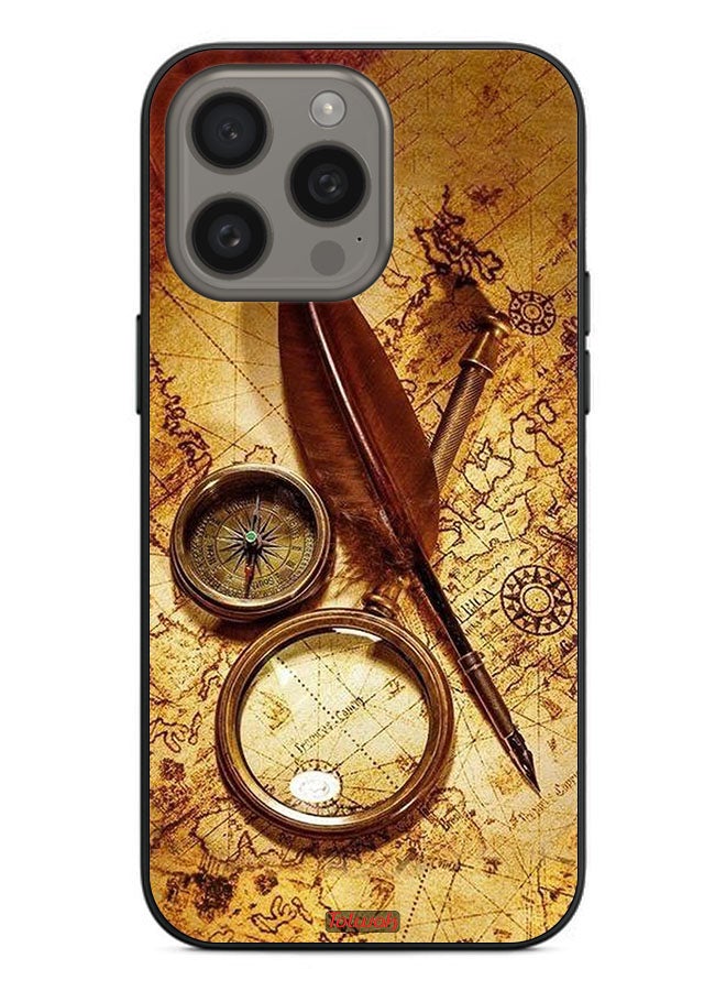 Tolwak Apple iPhone 15 Pro Protective Case Cover Vintage Compass - Image 2