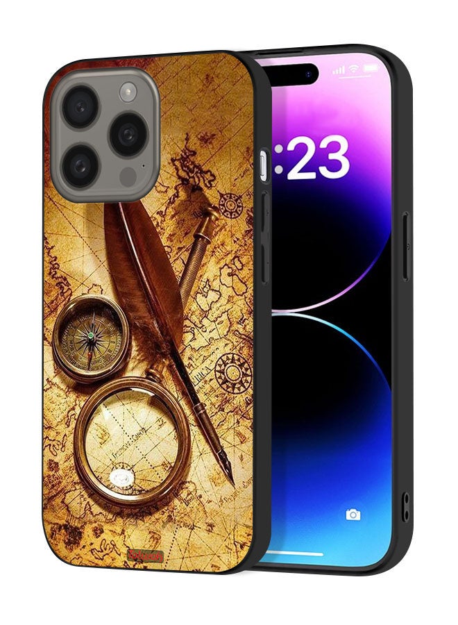 Tolwak Apple iPhone 15 Pro Protective Case Cover Vintage Compass - Image 1