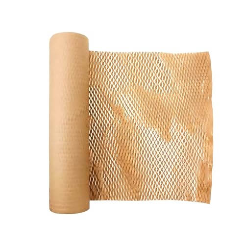 BonKaso Honeycomb Paper Wrap Roll 50M x 15 Inch | 80 GSM Eco-Friendly Brown Packaging Roll | Cushioning & Shockproof Wrap for Fragile Items | Sustainable Packing Material for Shipping - Image 1