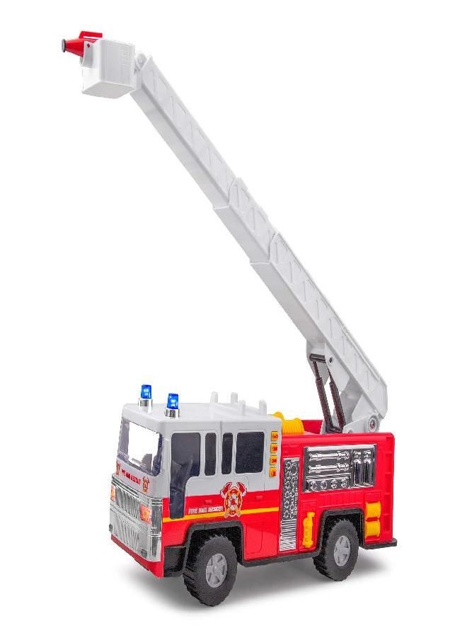 Playkidz - Playkidiz 15" Fire Truck Toy for Kids with Lights and Siren Sounds, Classic Red and White Rolling Emergency Vehicle, Interactive Play Movable Ladder, Early Learning Fun, Boys or Girls - Image 1