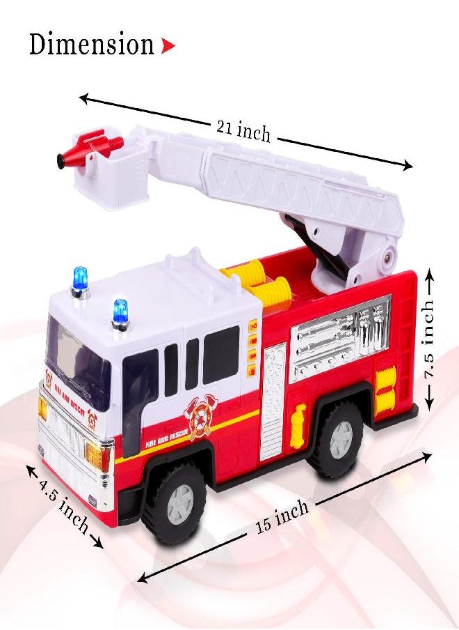 Playkidz - Playkidiz 15" Fire Truck Toy for Kids with Lights and Siren Sounds, Classic Red and White Rolling Emergency Vehicle, Interactive Play Movable Ladder, Early Learning Fun, Boys or Girls - Image 1