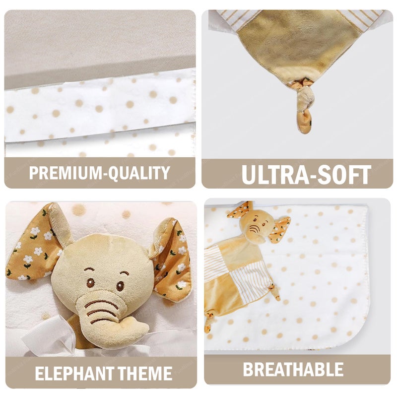 FunBlast Baby Wrap Blanket (90 cm x 74 cm) with Soft Elephant Hanky Rattle - Ultra-Soft, Cozy & Breathable Newborn Swaddle for Boys & Girls, Blanket Gift Set for Infants, 0+ Years (Light Brown) - Image 4