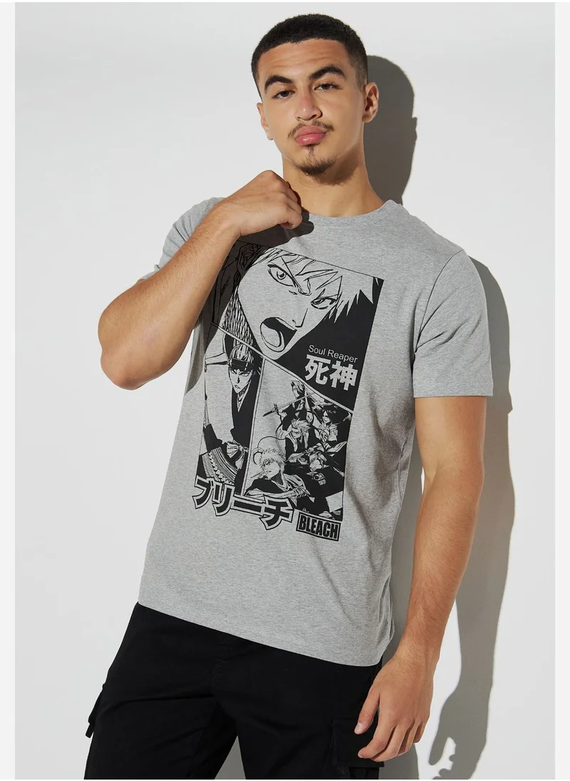 اس بي كاركترز Bleach Print Crew Neck T-Shirt