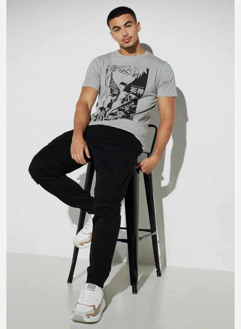اس بي كاركترز Bleach Print Crew Neck T-Shirt