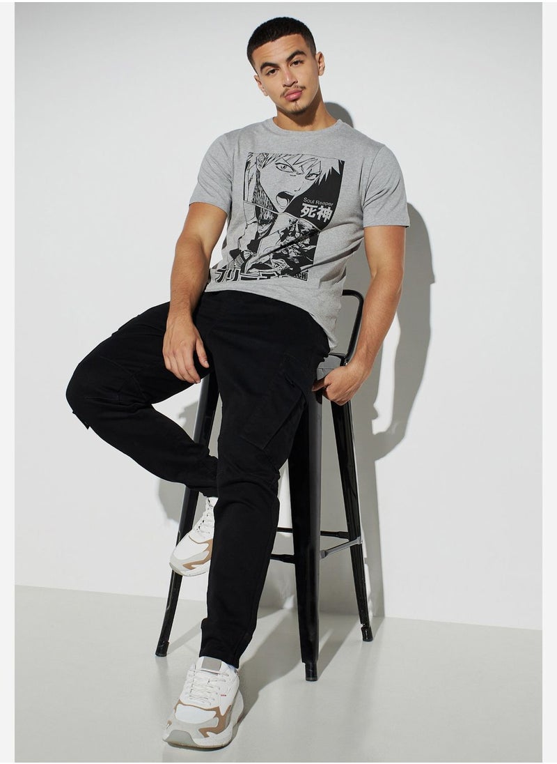 SP Characters Bleach Print Crew Neck T-Shirt  - Image 4