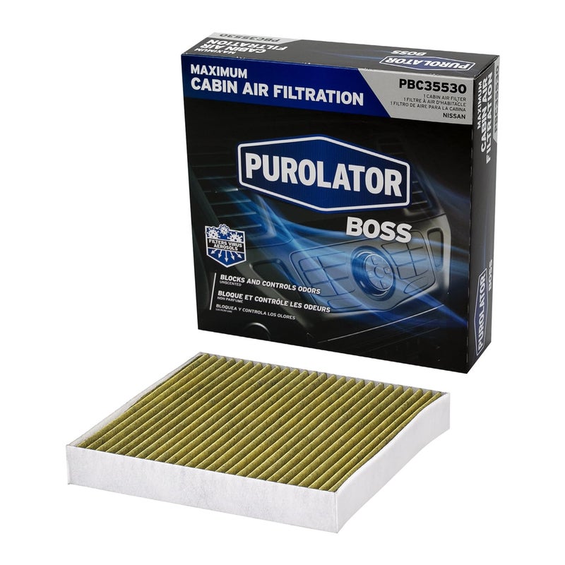 فلتر هواء المقصورة الممتاز Purolator PBC35530 PurolatorBOSS مع انتعاش Febreze يناسب بعض موديلات ميتسوبيشي ونيسان وإنفينيتي
