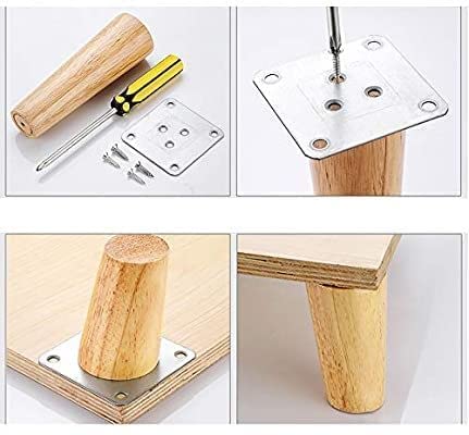 Pack of 4 Piece Strong Design Rosewood Round Sofa Cone Shape Leg 5 Inch Color Wooden Brown Mounting Screw and Mounting Plate Included  - Image 2