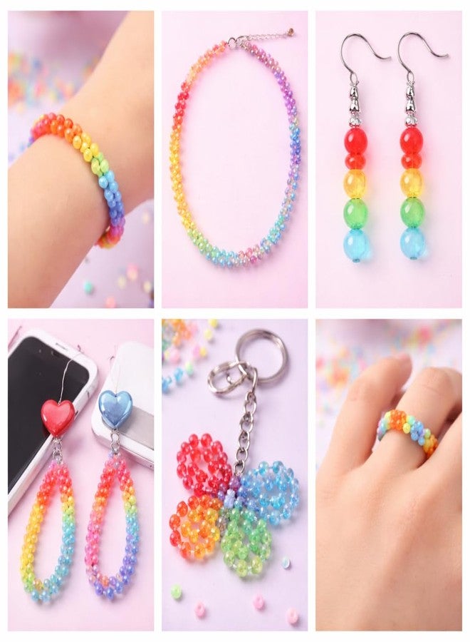ambitieux DIY Jewellery Making Kit for Girls | 2700+pcs Colorful Round Beads, Pearls & Charms Set | Bracelet, Necklace & Keychain Making Craft Kit |Birthday Gift for Girls & Kids - Image 4
