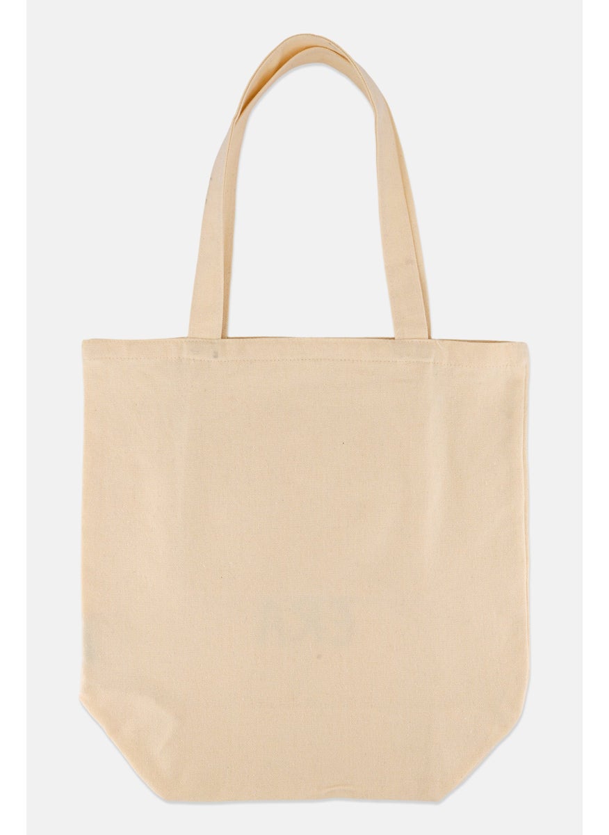 YOTO Women Graphic Print Tote Bag 40 H x 40 L x 16 W cm, Beige  - Image 2