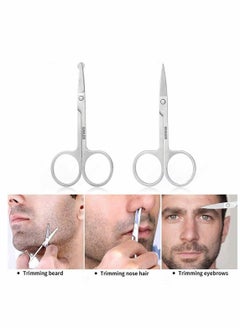 Excefore Professional Small Ear Nose Hair Scissors, Curved and Safety Rounded Tip Grooming Trimming Beauty Shears for Nail, Facial, Mustache, Eyebrows and Eyelashes 2 Pack  - Image 1
