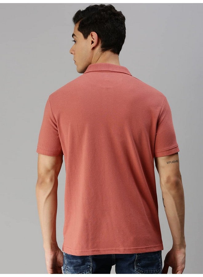 ONN ONN Men's Dusty Pink Half Sleeves Polo Collar T-Shirt with Pocket(Size : 3X-Large) - Image 2