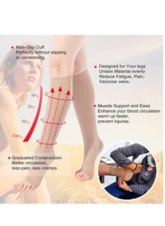 Open Toe Compression Socks, 20-30 mmHg Toeless Stockings, Knee High Calf Support Hose for Varicose Veins, Nursing & Maternity, Relief Shin Splints, Men Wome, (1 Pair)