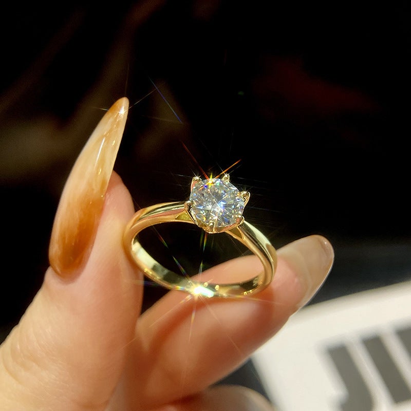 1 Carat Moissanite Platinum Ring Women 925 Silver 1 carat (moissanite) gold