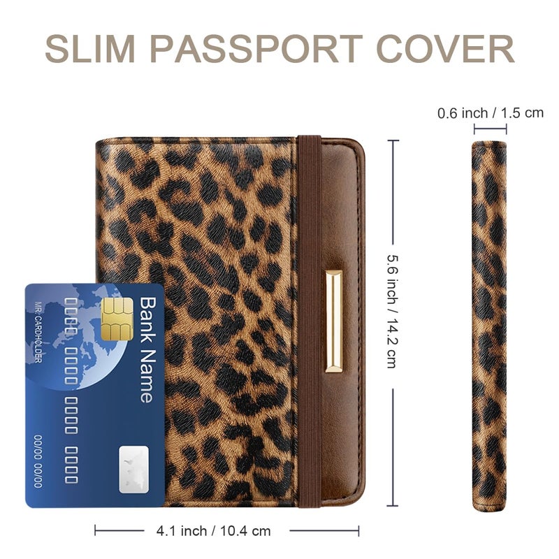 Coco Rossi Passport Holder Cover,Traveling Passport Case Cute Passport Wallet for Women,Leopard - Image 3