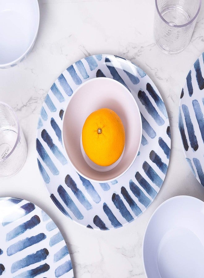 KX-WARE Blue Stripe Melamine Plates, 10.5-inch Dinner Plates set of 6 - Image 3