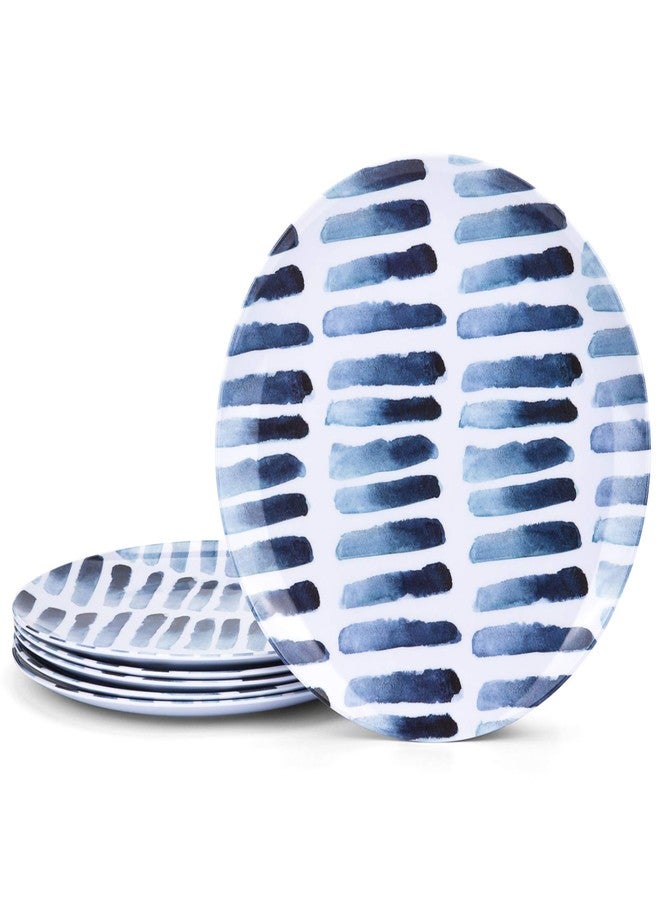 KX-WARE Blue Stripe Melamine Plates, 10.5-inch Dinner Plates set of 6 - Image 1