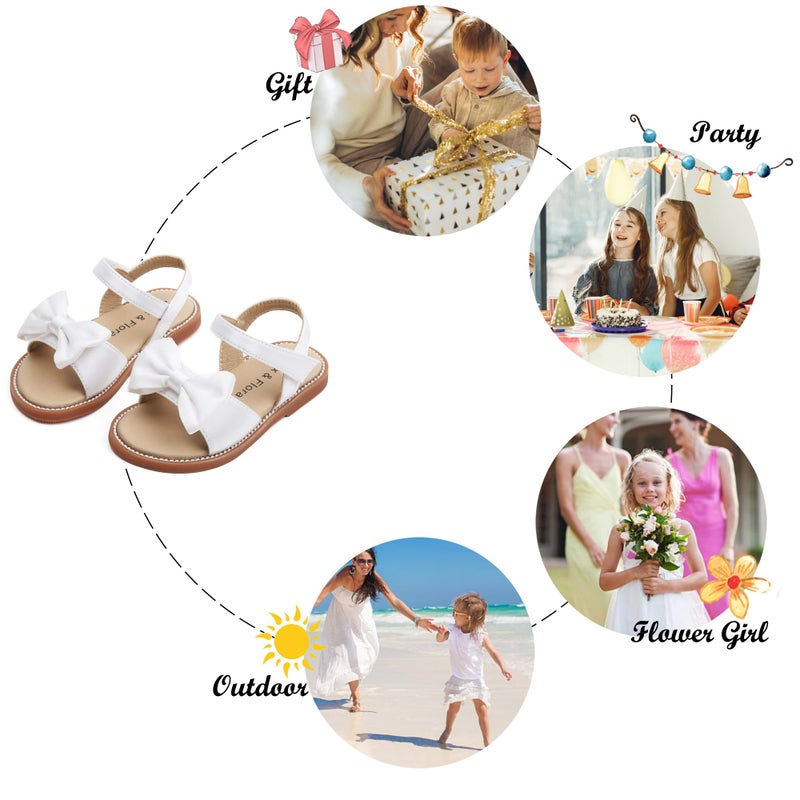 Felix & Flora Girls White Sandals - Toddler Girl Dress Shoes Size 5 for Summer Party Wedding School Flats - Image 5