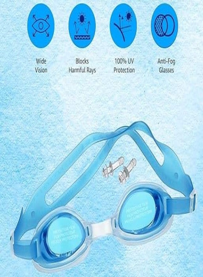 simcox Stylish Sports Goggles for Men & Women UV Shiled & Anti-Fog with Earplugs, Swimming Goggles - Image 3