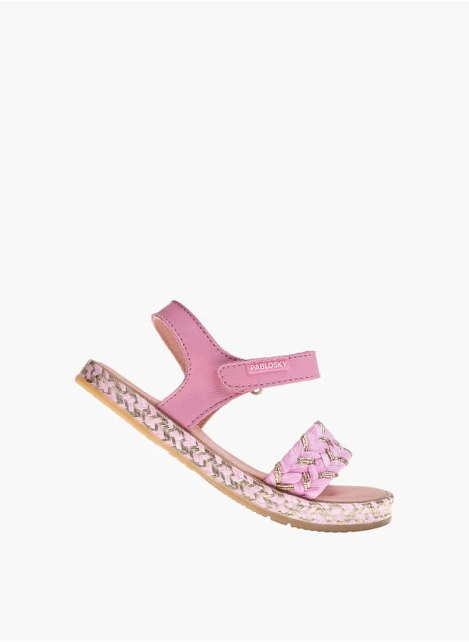 بابلوسكي Girls Strap Sandals With Hook And Loop Closure