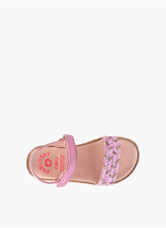 بابلوسكي Girls Strap Sandals With Hook And Loop Closure