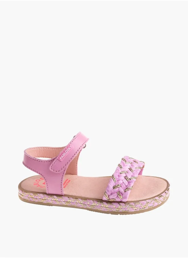 بابلوسكي Girls Strap Sandals With Hook And Loop Closure