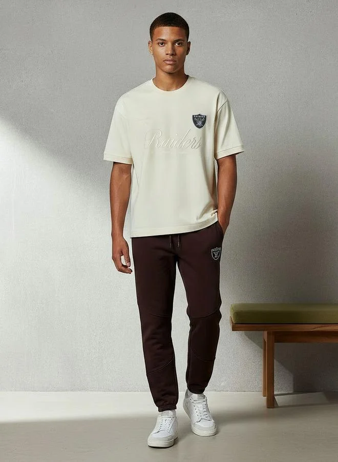 SP Characters Men Regular Fit Crew Neck Short Sleeve Raiders Embroidered T-shirt