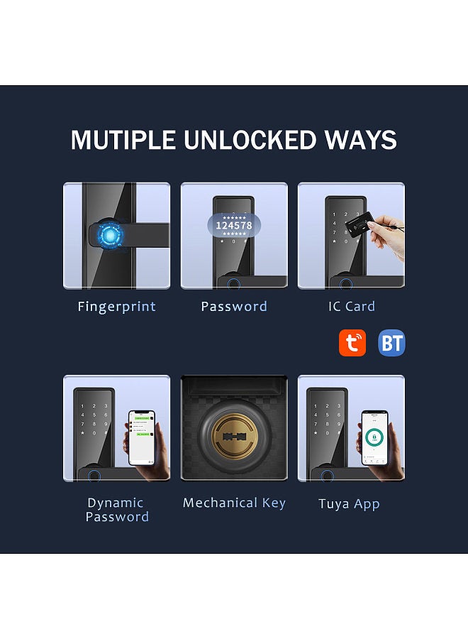WAFU WAFU Smart Door Lock Keyless Entry Door Lock Handle with Cards and Keys Biometric Door Lock Tuya App Remote Operation WiFi Smart Lock  - Image 3