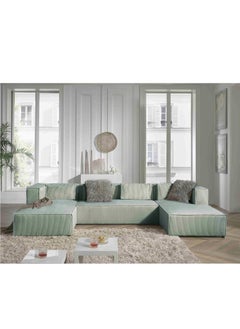 KARNAK Karnak Ava Large Corner Sofa - U-Shape Couch in Corduroy Velvet Color Blue  - Image 4