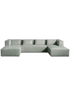 KARNAK Karnak Ava Large Corner Sofa - U-Shape Couch in Corduroy Velvet Color Blue  - Image 5