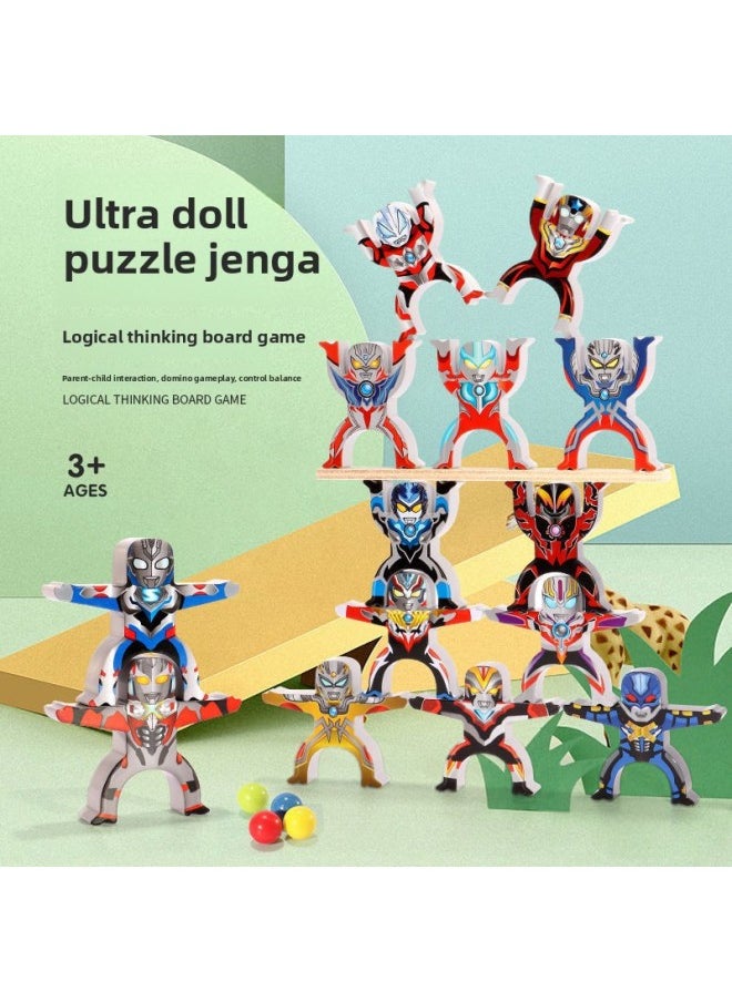 Generic - Hercules Ultraman Jenga Plastic Puzzle Development Family Games Interactive Boys 3-Year-Old Kidsren's Toys-Color:12 Random Non-duplicate - Image 1