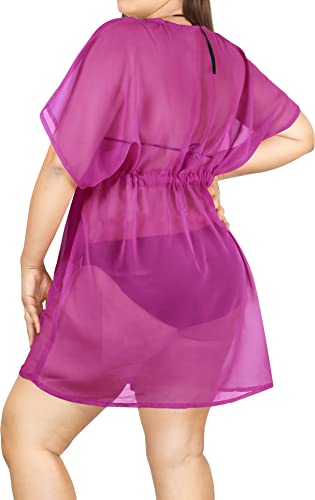 LA LEELA Women's Cover Ups Swimwear Dress Beachwear 4X-5X Magenta AC206 - Image 3