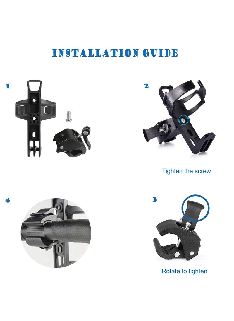 Generic - Bike Water Bottle Holder Bike Cup Holder 360 Degree Rotating Universal Water Bottle Cage with Rotation Rotary Clips Handlebar Drink Cup Quick Release Clamp for Bike Baby Stroller Motorcycle - Image 1