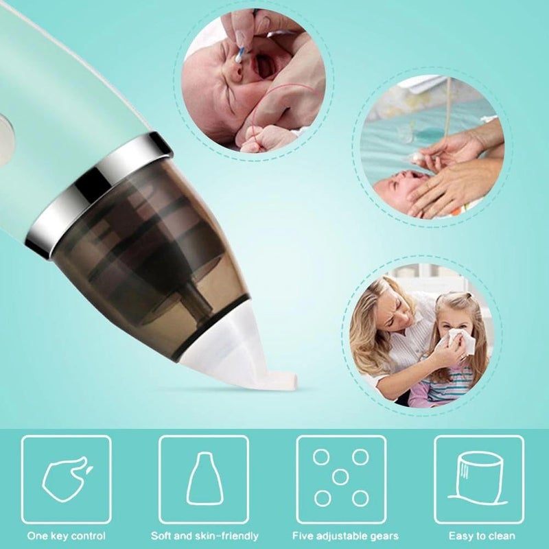 SAFER GIGGLES Premium USB-Rechargeable Electric Baby Nasal Aspirator – Adjustable 5-Level Suction Nose Quiet Motor, Portable Baby Nose Sucker Newborn–Safe Hygiene (White-Pink) - Image 2