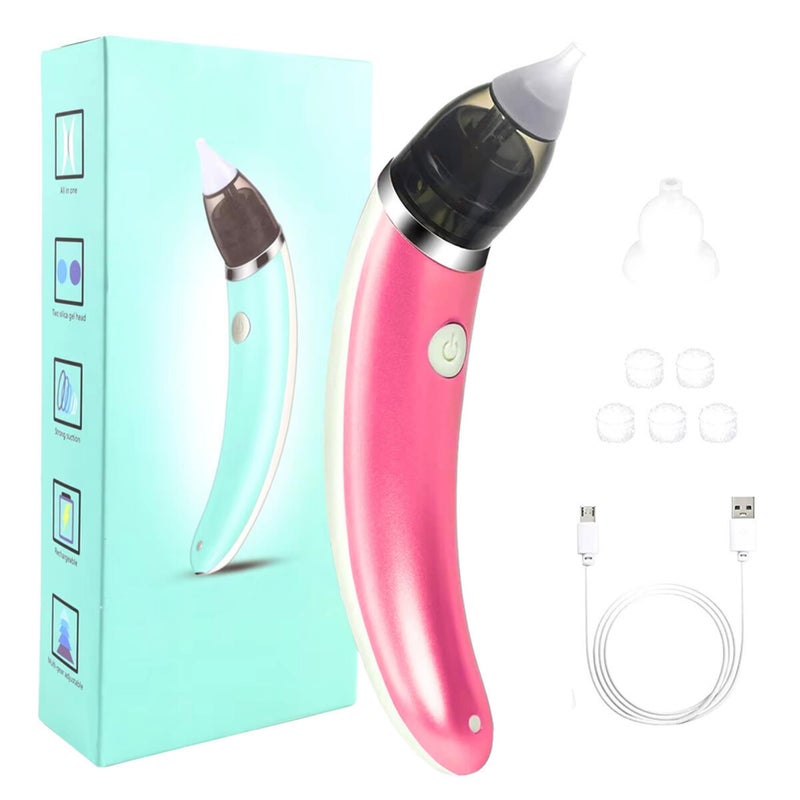 SAFER GIGGLES Premium USB-Rechargeable Electric Baby Nasal Aspirator – Adjustable 5-Level Suction Nose Quiet Motor, Portable Baby Nose Sucker Newborn–Safe Hygiene (White-Pink) - Image 1