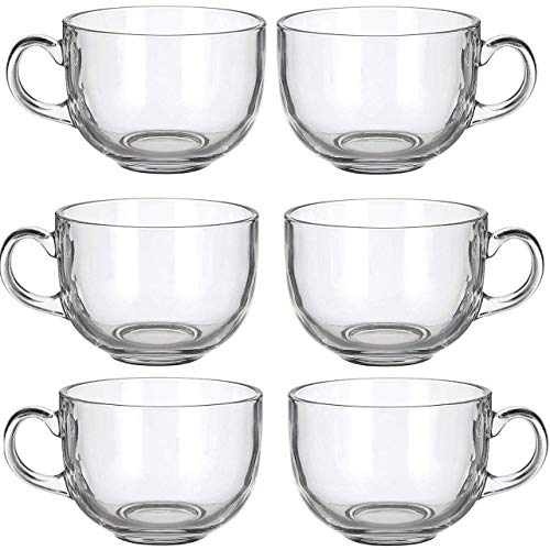 LVOOK Transparent Glass Tea/Beverage Cup with Large Handel, Heat Resistant| Pack of 6- (White, 70 ML) - Image 2