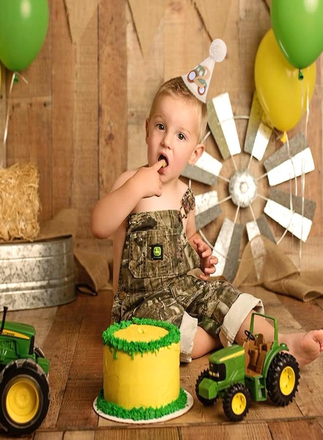 YOUAME Tractor 2nd Birthday Party Hat - Boys Farm Theme Cone Hat, Boy Second Birthday Decorations, Green Farm Tractor Two Outfit, Cake Smash Photo Props - Image 4
