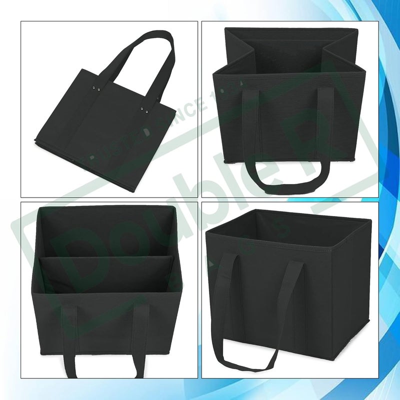 DOUBLE R BAGS DOUBLE R BAGS Reusable Grocery Shopping Bags Boxes Totes Foldable Heavy Duty Water Resistant Collapsible Storage Box Baskets Bins for Groceries Toys Clothes Books Stand Upright Pack of 1 Black  - Image 2