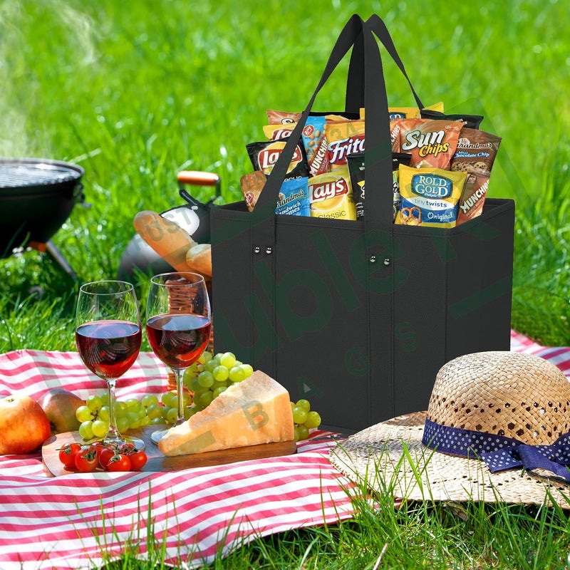 DOUBLE R BAGS DOUBLE R BAGS Reusable Grocery Shopping Bags Boxes Totes Foldable Heavy Duty Water Resistant Collapsible Storage Box Baskets Bins for Groceries Toys Clothes Books Stand Upright Pack of 1 Black  - Image 3