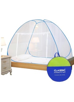 Sleep night Foldable Mosquito Net For Single Bed 150x200 cm Microfiber White/Blue  - Image 1