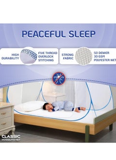 Sleep night Foldable Mosquito Net For Single Bed 150x200 cm Microfiber White/Blue  - Image 2